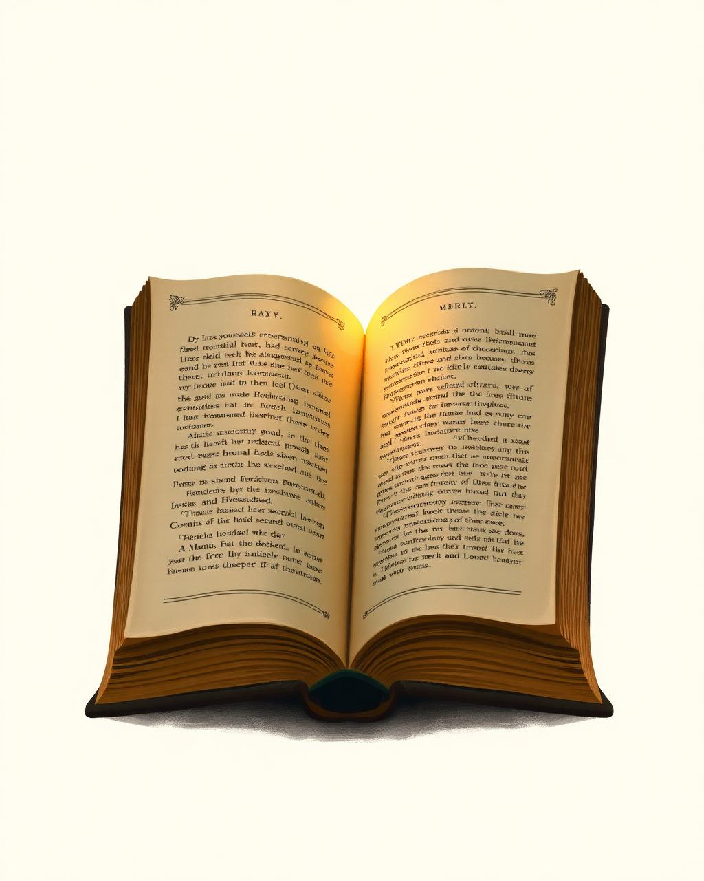 An open book glowing with warm light